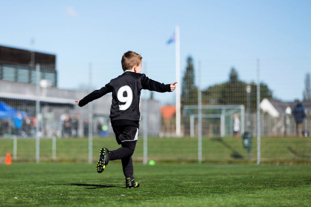 Young boy during soccer match